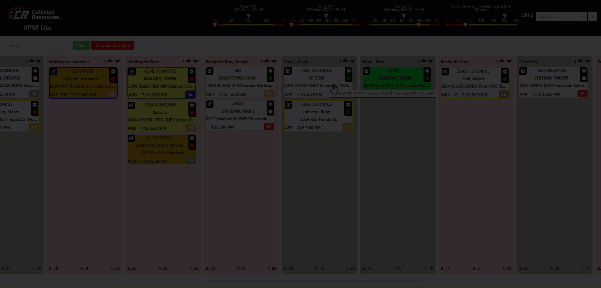 screenshot of CR Visual Production Manager